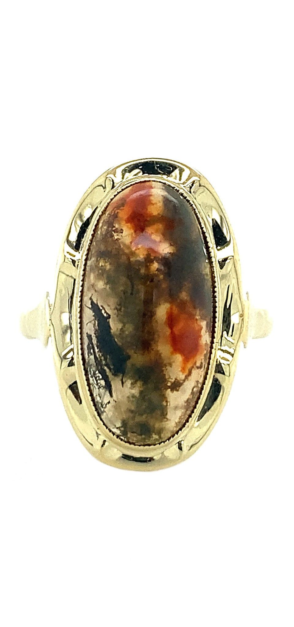 Vintage 14K Gold Ring with Mos Agate